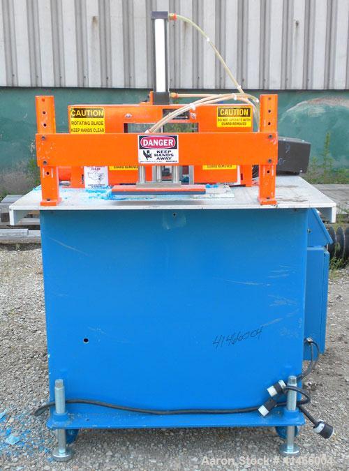 Used RDN Traveling Up Acting Cut Off Saw, Model 9-18A. 9’’ O.D. cutting capacity, up to 15 cuts per minute, approximate 24" diameter up acting blade, traveling table. Top air operated hold down. Driv...