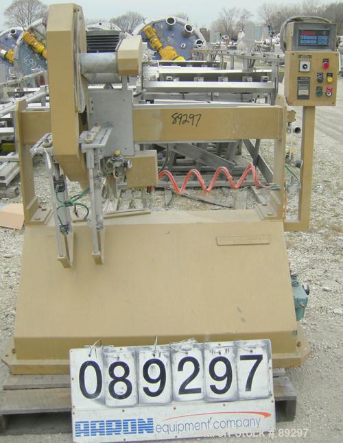 USED: Royal Machine traveling cut off chop saw, model 101. Approximate 14" diameter blade, pneumatically adjustable hold downs. Approximate 24" saw travel. Driven by a 2 hp, 3/60/575 volt, 3460 rpm m...