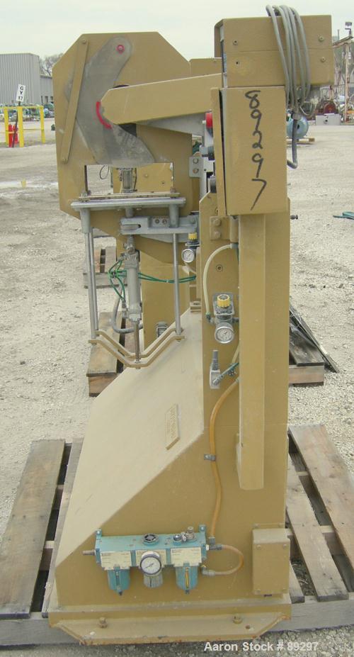 USED: Royal Machine traveling cut off chop saw, model 101. Approximate 14" diameter blade, pneumatically adjustable hold downs. Approximate 24" saw travel. Driven by a 2 hp, 3/60/575 volt, 3460 rpm m...