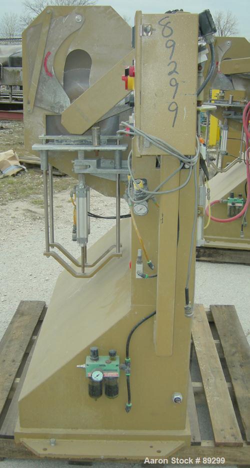 USED: Royal Machine traveling cut off chop saw, model 101. Approximate 14" diameter blade, pneumatically adjustable hold downs. Approximate 24" saw travel. Driven by a 2 hp, 3/60/575 volt, 3480 rpm m...