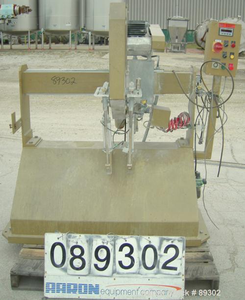 USED: Royal Machine traveling cut off chop saw, model 101. Approximate 14" diameter blade, pneumatically adjustable hold downs. Approximate 24" saw travel. Driven by a 2 hp, 3/60/575 volt, 3480 rpm m...