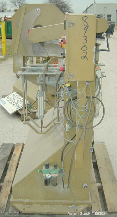 USED: Royal Machine traveling cut off chop saw, model 101. Approximate 14" diameter blade, pneumatically adjustable hold downs. Approximate 24" saw travel. Driven by a 2 hp, 3/60/575 volt, 3480 rpm m...
