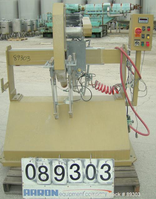 USED: Royal Machine traveling cut off chop saw, model 101. Approximate 14" diameter blade, pneumatically adjustable hold downs. Approximate 24" saw travel. Driven by a 2 hp, 3/60/575 volt, 3480 rpm m...