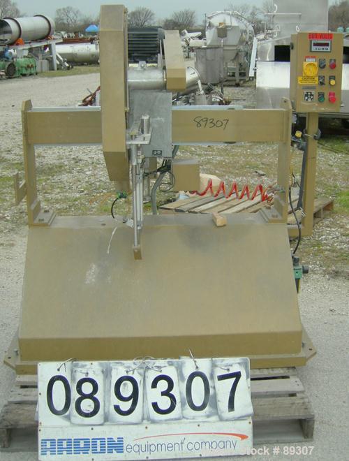 Used Royal Machine Traveling Cut Off Chop Saw, Model 101. Approximate 14" diameter blade, pneumatically adjustable hold downs. Approximate 24" saw travel. Driven by a 2 hp, 3/60/575 volt, 3450 rpm mo...