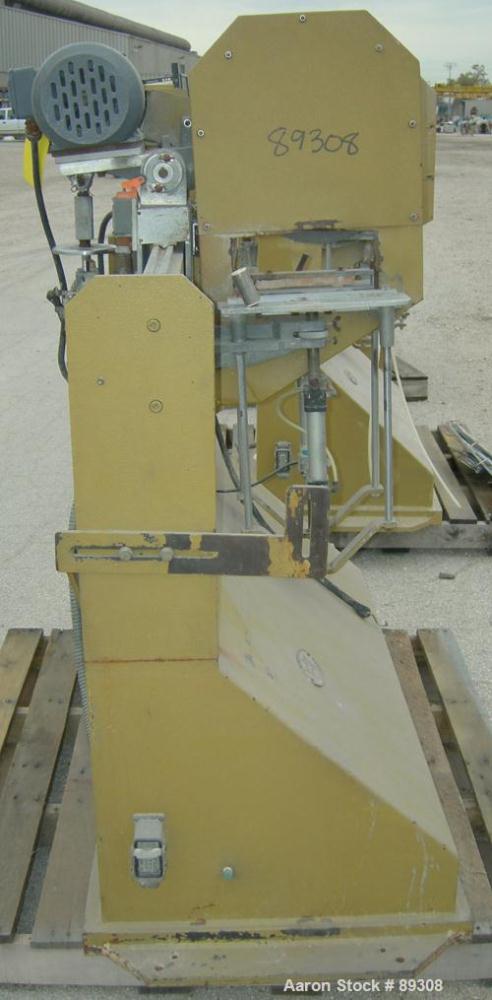 Used Royal Machine Traveling Cut Off Chop Saw, Model 101. Approximate 14" diameter blade, pneumatically adjustable hold downs. Approximate 24" saw travel. Driven by a 2 hp, 3/60/575 volt, 3505 rpm mo...