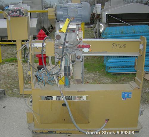 Used Royal Machine Traveling Cut Off Chop Saw, Model 101. Approximate 14" diameter blade, pneumatically adjustable hold downs. Approximate 24" saw travel. Driven by a 2 hp, 3/60/575 volt, 3505 rpm mo...