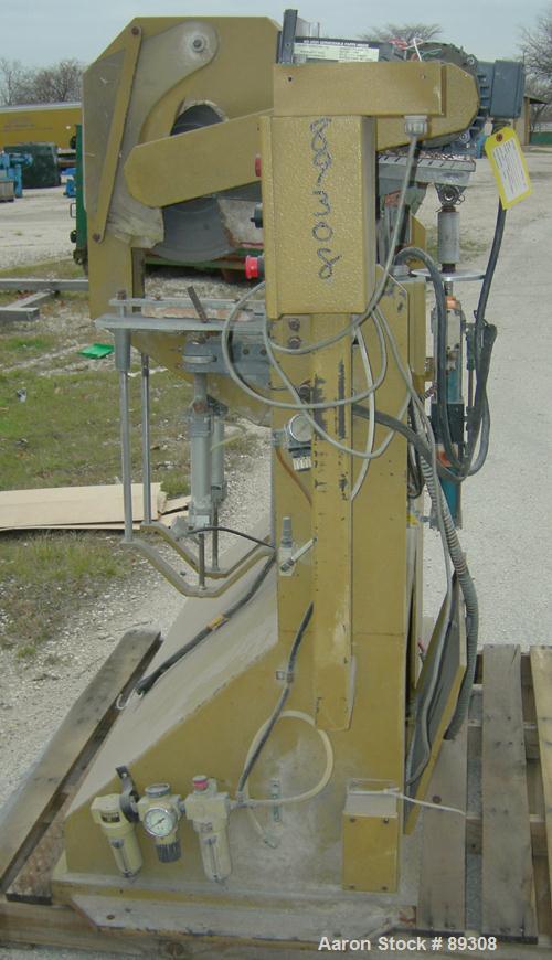 Used Royal Machine Traveling Cut Off Chop Saw, Model 101. Approximate 14" diameter blade, pneumatically adjustable hold downs. Approximate 24" saw travel. Driven by a 2 hp, 3/60/575 volt, 3505 rpm mo...