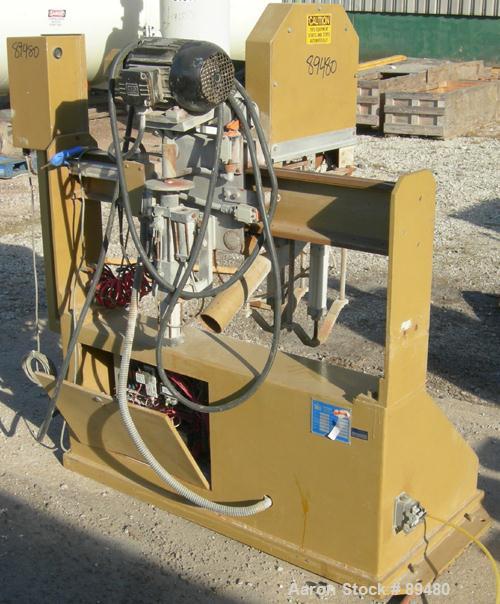 Used Royal Machine Traveling Cut Off Chop Saw, Model 101. Approximate 14" diameter blade, pneumatically adjustable hold downs, approximate 24" saw travel. Driven by a 2 hp, 3/60/575 volt, 3495 rpm mo...