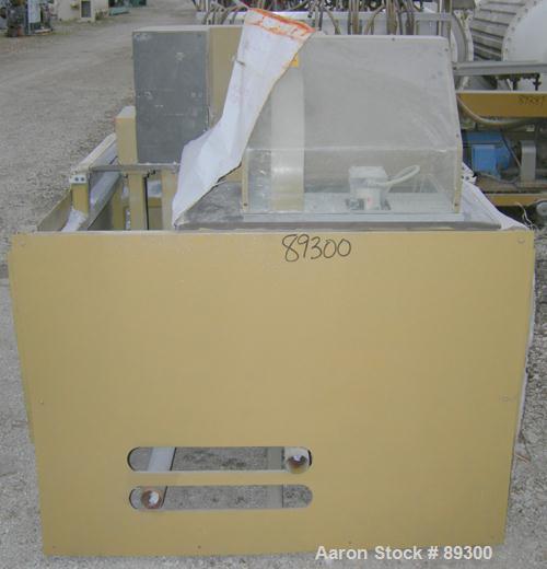 Used Royal Machine Dual Lane Traveling Cut Off Chop Saw, Model 369. (2) Approximate 14" diameter blades, pneumatically adjustable hold downs. Each saw driven by an approximate 3 hp motor. Includes a ...