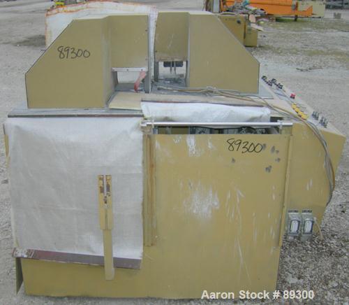 Used Royal Machine Dual Lane Traveling Cut Off Chop Saw, Model 369. (2) Approximate 14" diameter blades, pneumatically adjustable hold downs. Each saw driven by an approximate 3 hp motor. Includes a ...