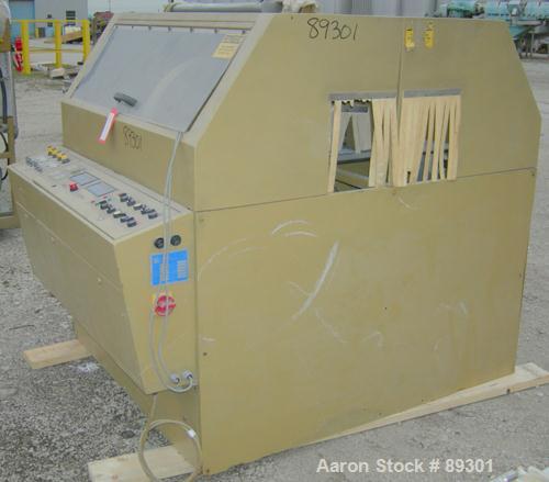 Used Royal Machine Dual Lane Traveling Cut Off Chop Saw, Model 369. (2) Approximate 14" diameter blades, pneumatically adjustable hold downs. Each saw driven by an approximate 3 hp motor. Includes a ...