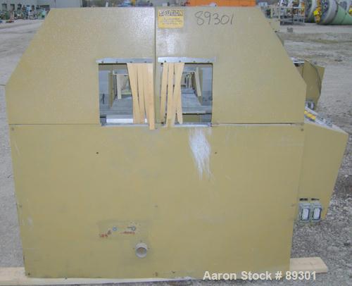 Used Royal Machine Dual Lane Traveling Cut Off Chop Saw, Model 369. (2) Approximate 14" diameter blades, pneumatically adjustable hold downs. Each saw driven by an approximate 3 hp motor. Includes a ...