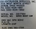 Used: Extrusion Services Inc. traveling saw, model Servo Boost. Approximately 16