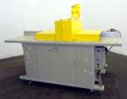 Used Michigan Plastics Machinery Traveling Chop-Cut Saw.  Blade driven by a 1.5 hp, 3/60/208-230/460 volt, 3500 rpm motor.  Mounted on a base with adjustable legs.  No manufacturer's tag.