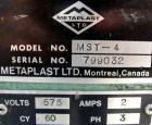 Used Metaplast Air Traveling Cut Off Saw, Model MST-4. Top air operated hold down. Requires motor and saw blade.