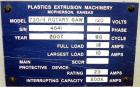 Used PEM/Plastics Extrusion Machinery Traveling Rotary Saw, Model 730/4, Carbon Steel. Designed to cut pipe in the 1/2’’ to 4” size range, 68’’ travel length. Pneumatic clamp downs. Blade and rotatin...