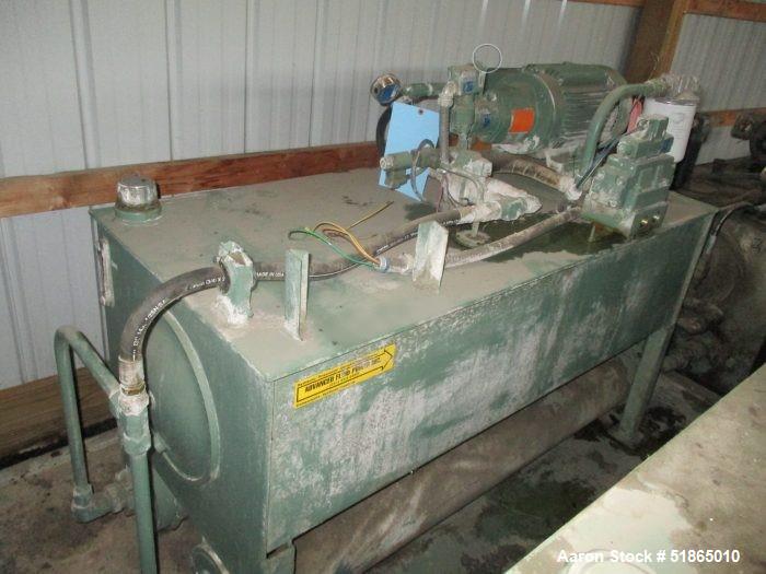 Used 12" Beringer Slide Plate Screen Changer, Model 1200. Includes 10 hp hydraulic power pack and screen changer support stand.