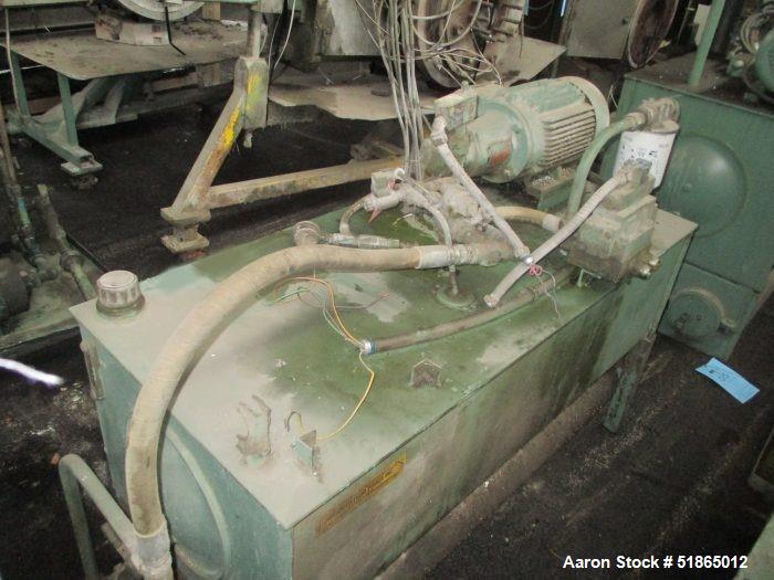 Used 12" Beringer Slide Plate Screen Changer, Model 1200. Includes an upstream adapter for a 160mm twin screw extruder, a 10 hp hydraulic power pack and screen changer support stand.