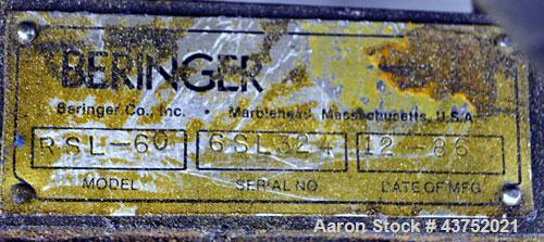 Used Beringer 6" Hydraulic Slide Plate Screen Changer, Model RSL-60. Includes a power pack. Last used on an HPM 6" extruder.