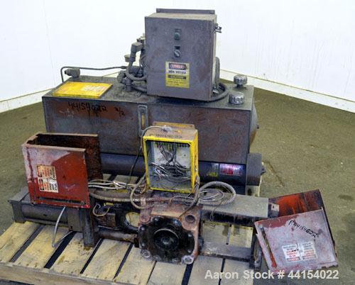 Used Beringer 3-1/2" Diameter Hydraulic Screen Changer. Includes a model HP NVL power pack, serial# 76142.  Driven by a 2hp, 3/60/208-230/460 volt, 1725 rpm motor.