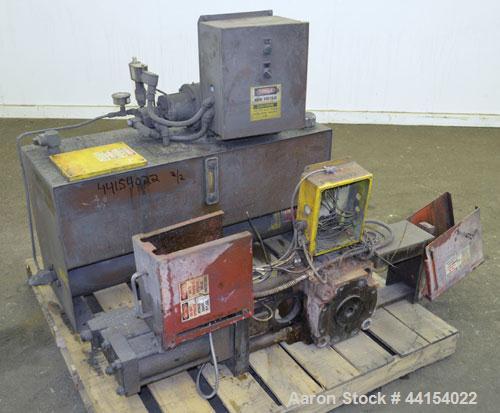 Used Beringer 3-1/2" Diameter Hydraulic Screen Changer. Includes a model HP NVL power pack, serial# 76142.  Driven by a 2hp, 3/60/208-230/460 volt, 1725 rpm motor.