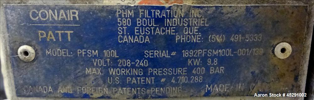 Used Patt 4" Continuous Screen Changer Model PFSM 100L