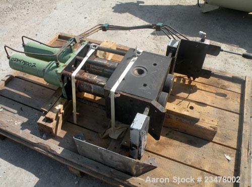 Used Kreyenborg Continuous Screen Changer, Type K-SWE-100-88/P. Approximate screen diameter 76.3mm, active filtration area 2 X 45 cubic centimeters, output capacity of  80-280 kilograms an hour.