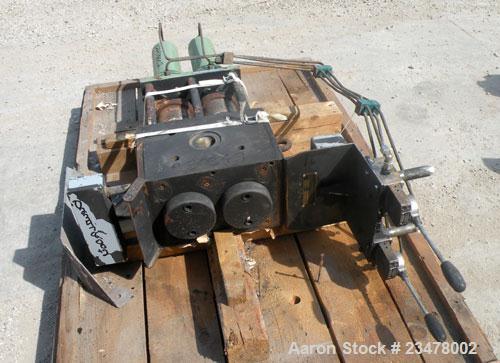 Used Kreyenborg Continuous Screen Changer, Type K-SWE-100-88/P. Approximate screen diameter 76.3mm, active filtration area 2 X 45 cubic centimeters, output capacity of  80-280 kilograms an hour.