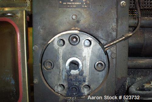 USED: Kreyenborg polymer filter, model K-SWE-101. Dual bolt screenchanger, 96.3 mm screen, 308-838 lb per hour, upstream adapter flangetapped for 6 holes, M20 on 11' B C, downstream tapped for 4 hole...