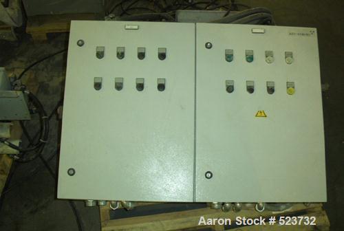 USED: Kreyenborg polymer filter, model K-SWE-101. Dual bolt screenchanger, 96.3 mm screen, 308-838 lb per hour, upstream adapter flangetapped for 6 holes, M20 on 11' B C, downstream tapped for 4 hole...