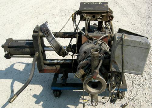 USED: MGB 6" hydraulic screen changer, model 6000. Mounted on a frame with casters. No power pack.