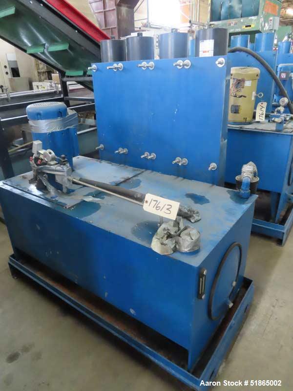 Used- MGB Model SC12 Slide Plate Screen Changer. (2) Nominal 12" diameter breaker plates. Unit is mounted on a  stand with c...
