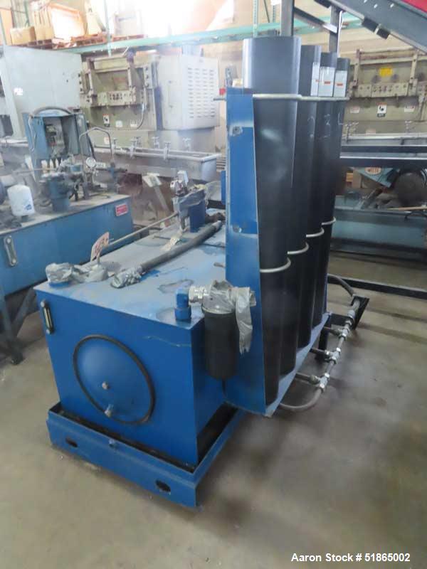 Used- MGB Model SC12 Slide Plate Screen Changer. (2) Nominal 12" diameter breaker plates. Unit is mounted on a  stand with c...