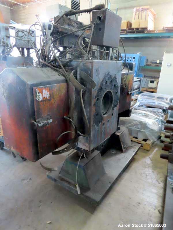 Used- MGB Model SC12 Slide Plate Screen Changer. (2) Nominal 12" diameter breaker plates. Unit is mounted on a stand with ca...