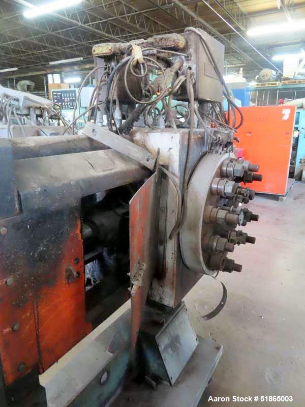 Used MGB Model SC12 Slide Plate Screen Changer. (2) Nominal 12" diameter breaker plates. Unit is mounted on a stand with casters supplying approximately a  42" discharge height. Package includes a 10...