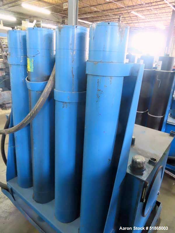 Used MGB Model SC12 Slide Plate Screen Changer. (2) Nominal 12" diameter breaker plates. Unit is mounted on a stand with casters supplying approximately a  42" discharge height. Package includes a 10...