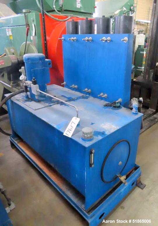 Used- MGB Model SC12 Slide Plate Screen Changer. (2) Nominal 12" diameter breaker plates. Unit is mounted on a stand with ca...