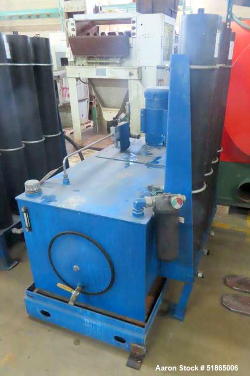 Used- MGB Model SC12 Slide Plate Screen Changer. (2) Nominal 12" diameter breaker plates. Unit is mounted on a stand with ca...