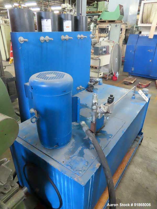 Used- MGB Model SC12 Slide Plate Screen Changer. (2) Nominal 12" diameter breaker plates. Unit is mounted on a stand with ca...