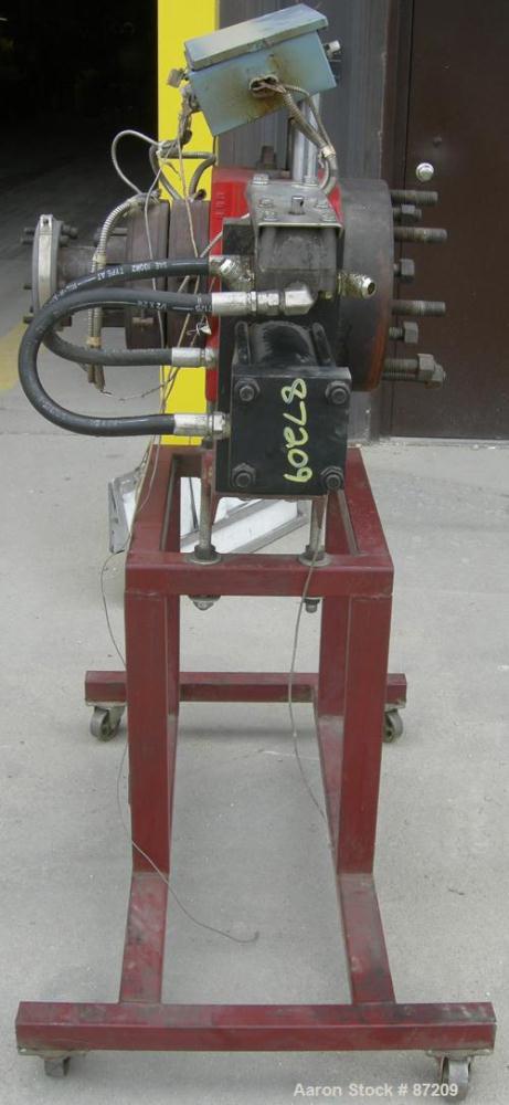 USED: MGB 4.5" hydraulic screen changer. No power pack. Mounted on a frame.