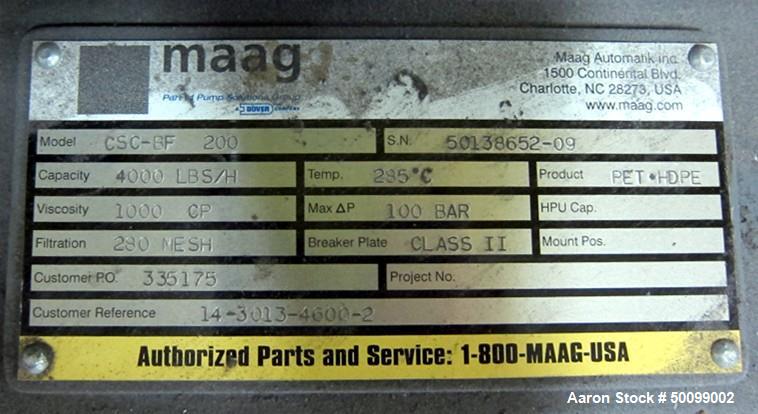 Used- Maag Dual Piston Screen Changer, Model CSC-200BF-4F.