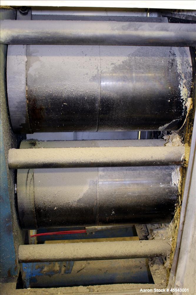 Used PSI Polymer Systems Inc. Continuous Screen Changer, Model CSC-230. Consists of (2) 9" diameter breaker plates with filter cavities. Extruder output 2,250 to 6,000 pounds per hour, 64.53 filter a...