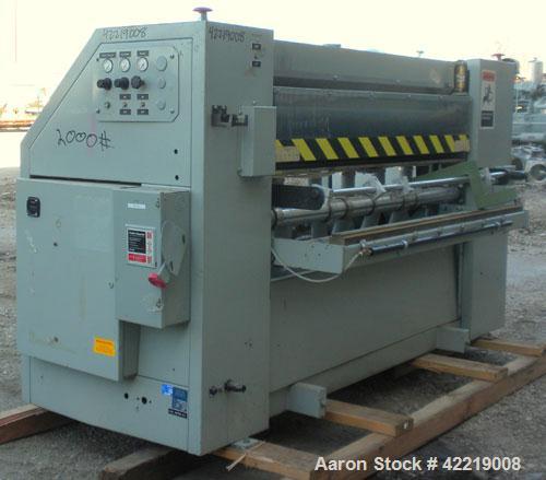 Used Contech 60" Wide CompuSheeter, Model CS-60. (2) Pneumatically adjustable rubber pinch rolls. Includes a stacker, a custom integrated winder, and a 7.5 hp hydraulic motor and control panel. 1424 ...