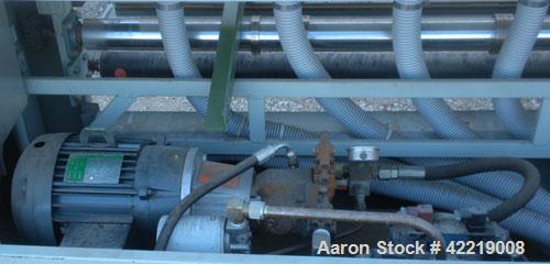 Used Contech 60" Wide CompuSheeter, Model CS-60. (2) Pneumatically adjustable rubber pinch rolls. Includes a stacker, a custom integrated winder, and a 7.5 hp hydraulic motor and control panel. 1424 ...