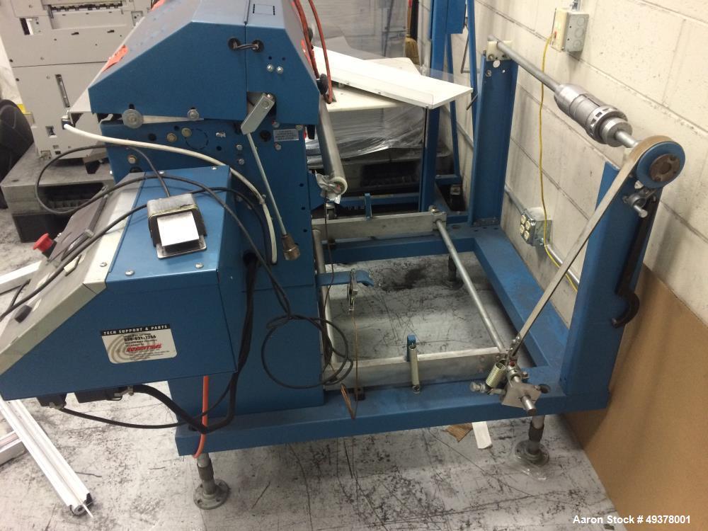 Used Rosenthal Manufacturing Sheetmaster Sheeter, Model SM-30. Approximate 30" wide capacity. Up to 75 sheets per minute, up to 1/16" cut length accuracy. Equipped with Controller 58851-419, Foot swi...