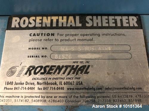 Used-60" Rosenthal Sheeter Model WAS-5-HUSEAAWJ