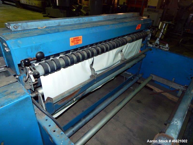 Used Rosenthal 60" Sheeter, Model WAS5-HUBUBZTEA-2. (2) 0.5 hp Motors, (2) 30" O.D. unwinds, (2) dancer rolls, idler roll, tension assembly, (1) pressure roll, (1) auxiliary pressure roll. Set up for...