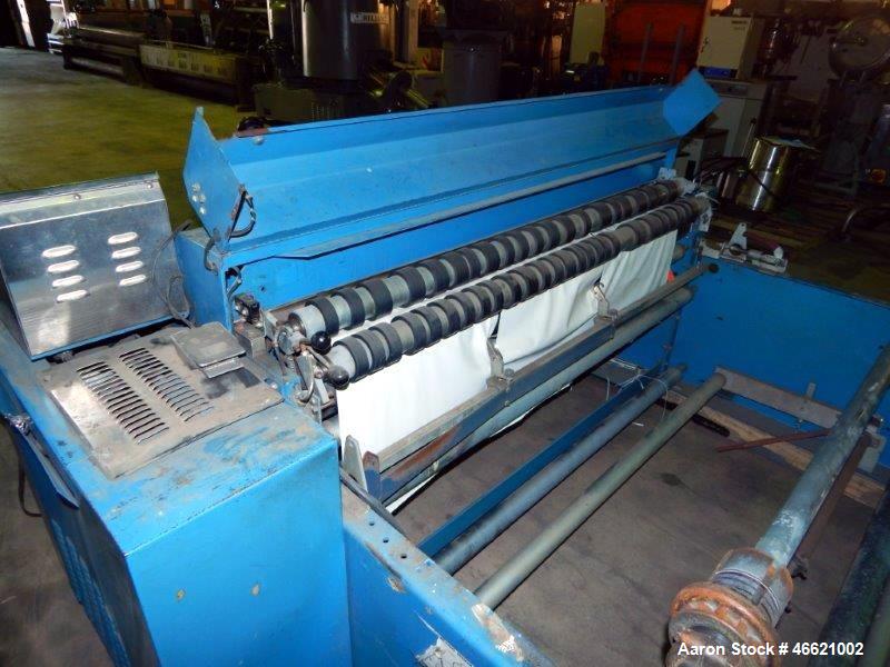 Used Rosenthal 60" Sheeter, Model WAS5-HUBUBZTEA-2. (2) 0.5 hp Motors, (2) 30" O.D. unwinds, (2) dancer rolls, idler roll, tension assembly, (1) pressure roll, (1) auxiliary pressure roll. Set up for...