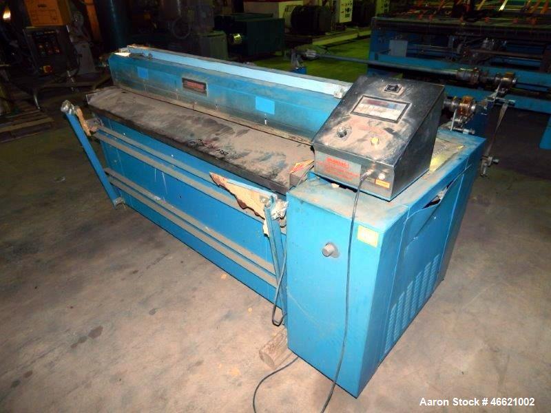 Used Rosenthal 60" Sheeter, Model WAS5-HUBUBZTEA-2. (2) 0.5 hp Motors, (2) 30" O.D. unwinds, (2) dancer rolls, idler roll, tension assembly, (1) pressure roll, (1) auxiliary pressure roll. Set up for...