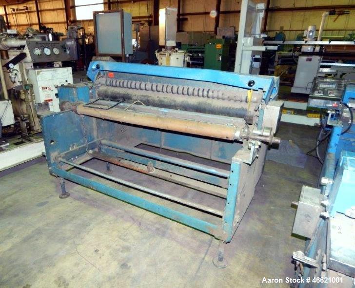 Used Rosenthal 60" Sheeter. (1) Unwind, idler roll, dancer roll, tension assembly, pressure roll. Set up for razor slitting with (2) blades.